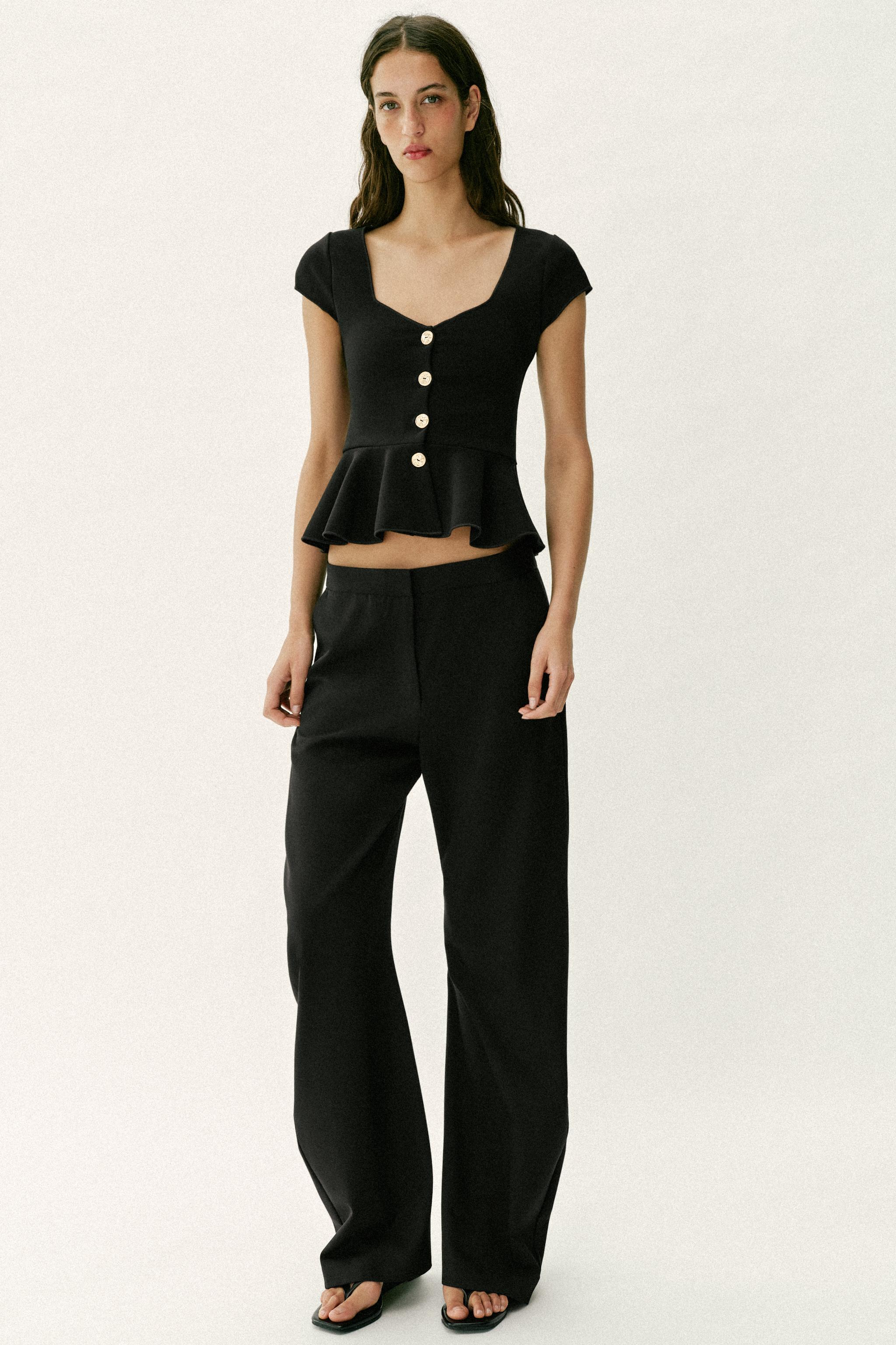 BUTTONED PEPLUM TOP